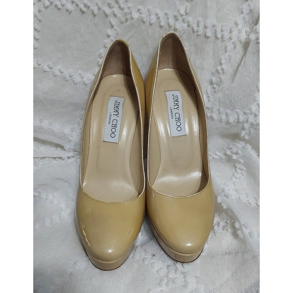 Jimmy Choo Nude Platform Pumps Stiletto Heels Size 37 Made in Italy